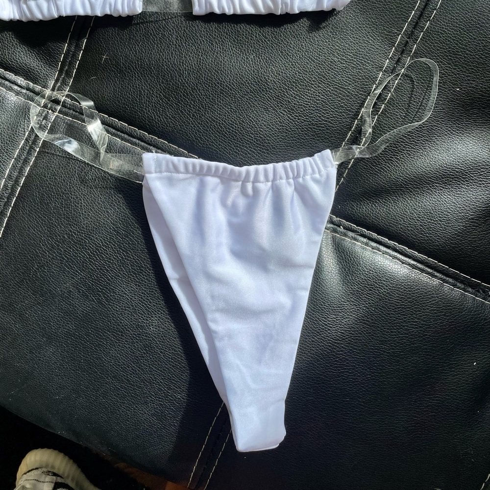 LAKE SWIM White clear strap thong bikini bottom